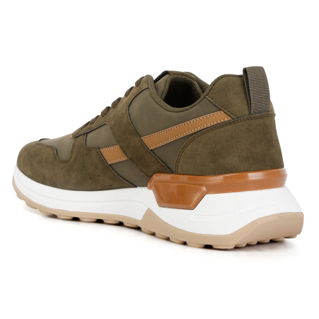 suede paneling detail sneakers#color_khaki