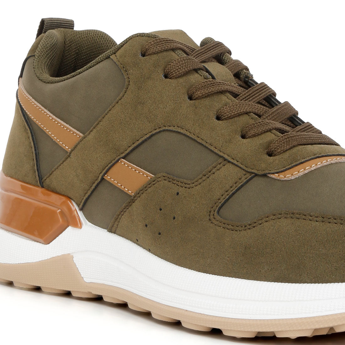 suede paneling detail sneakers#color_khaki