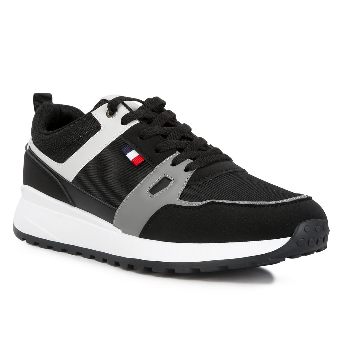 multicolour patchwork casual sneakers#color_black