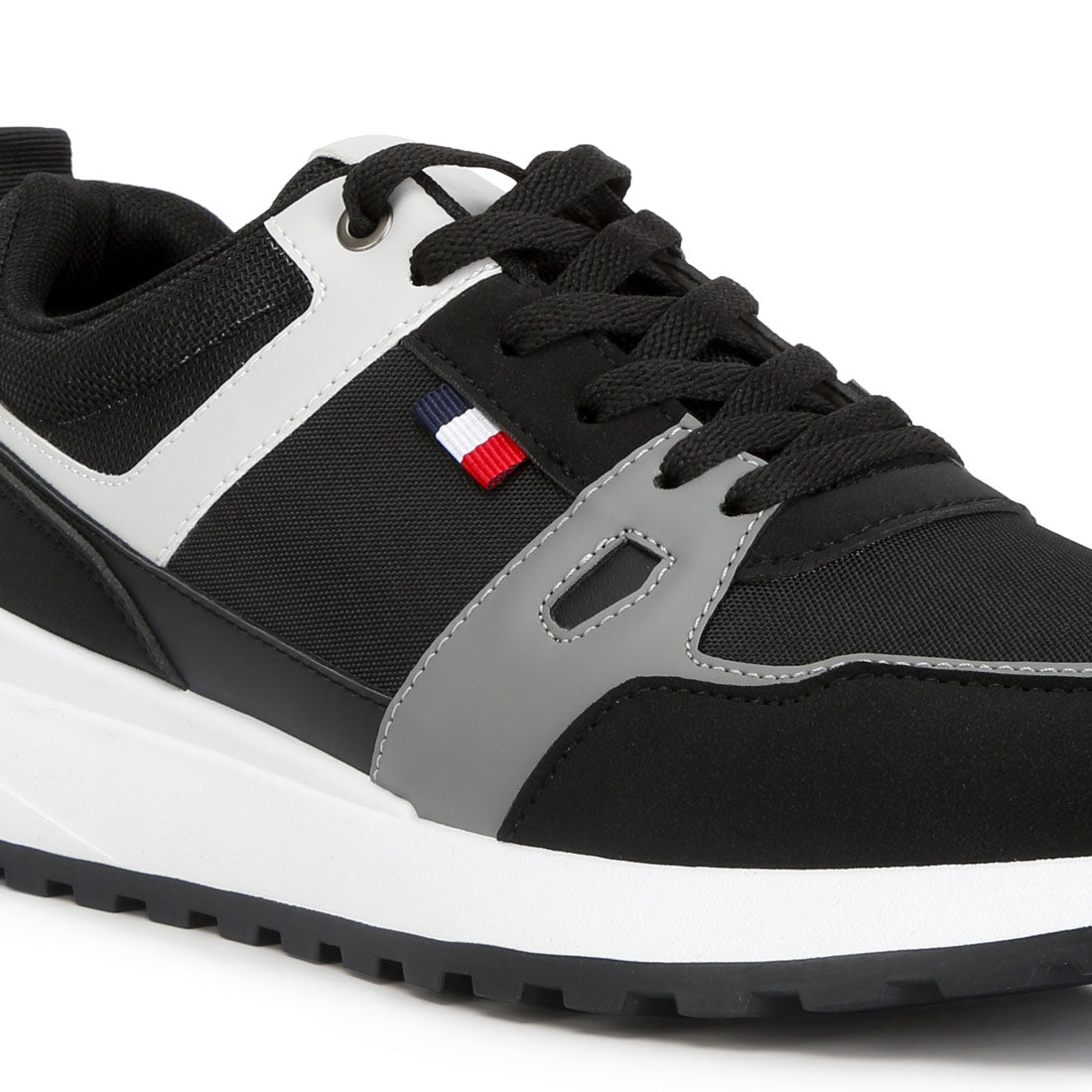 multicolour patchwork casual sneakers#color_black