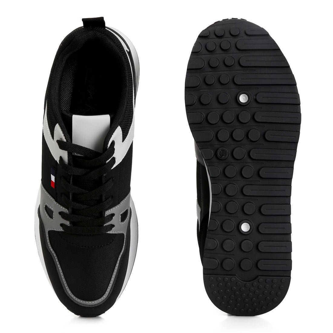 multicolour patchwork casual sneakers#color_black