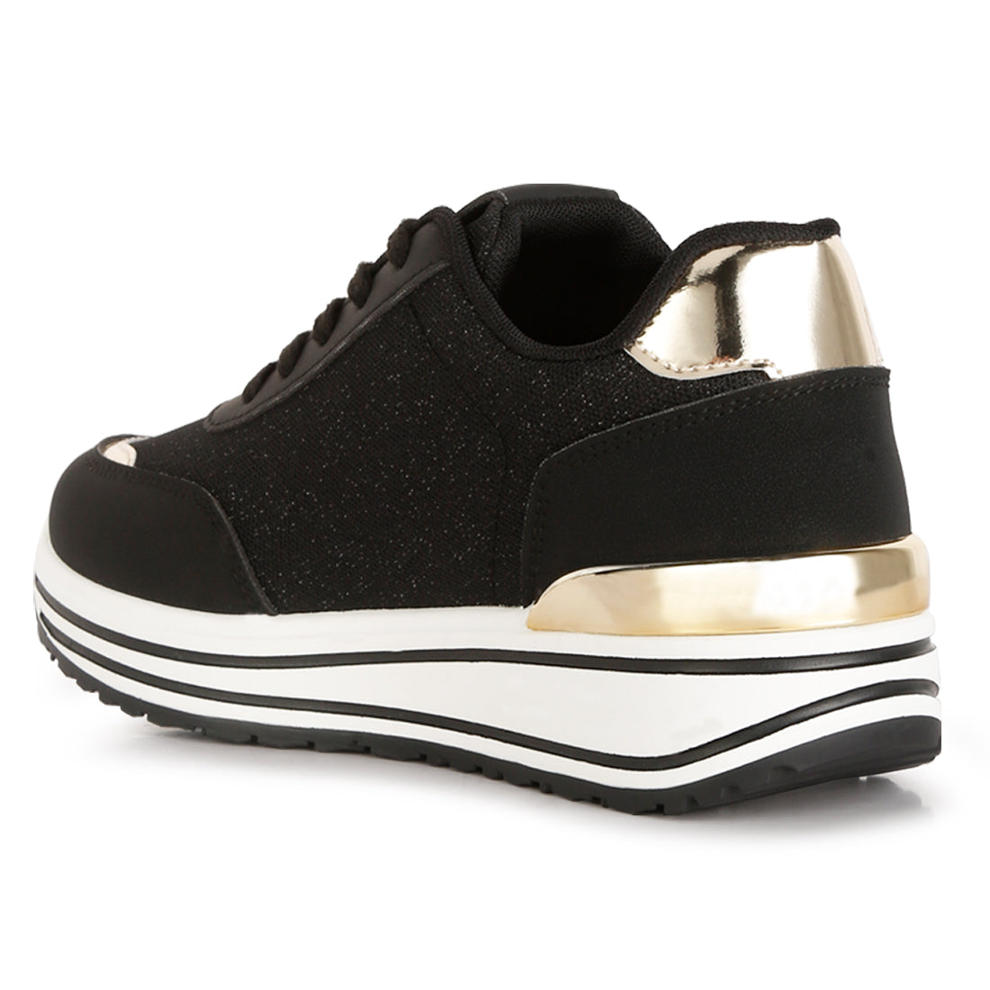 metallic panel platform sneakers#color_black