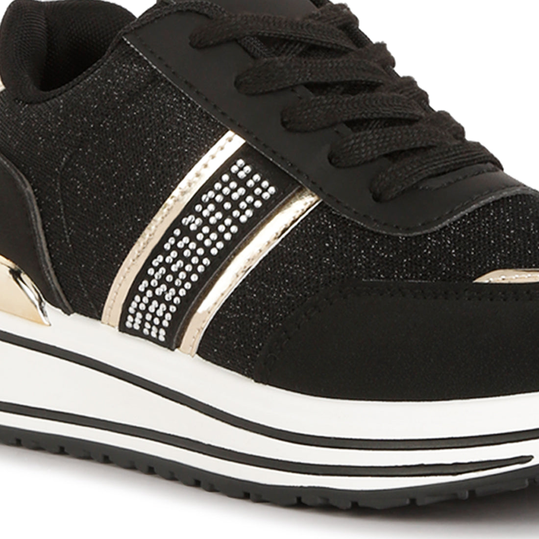 metallic panel platform sneakers#color_black