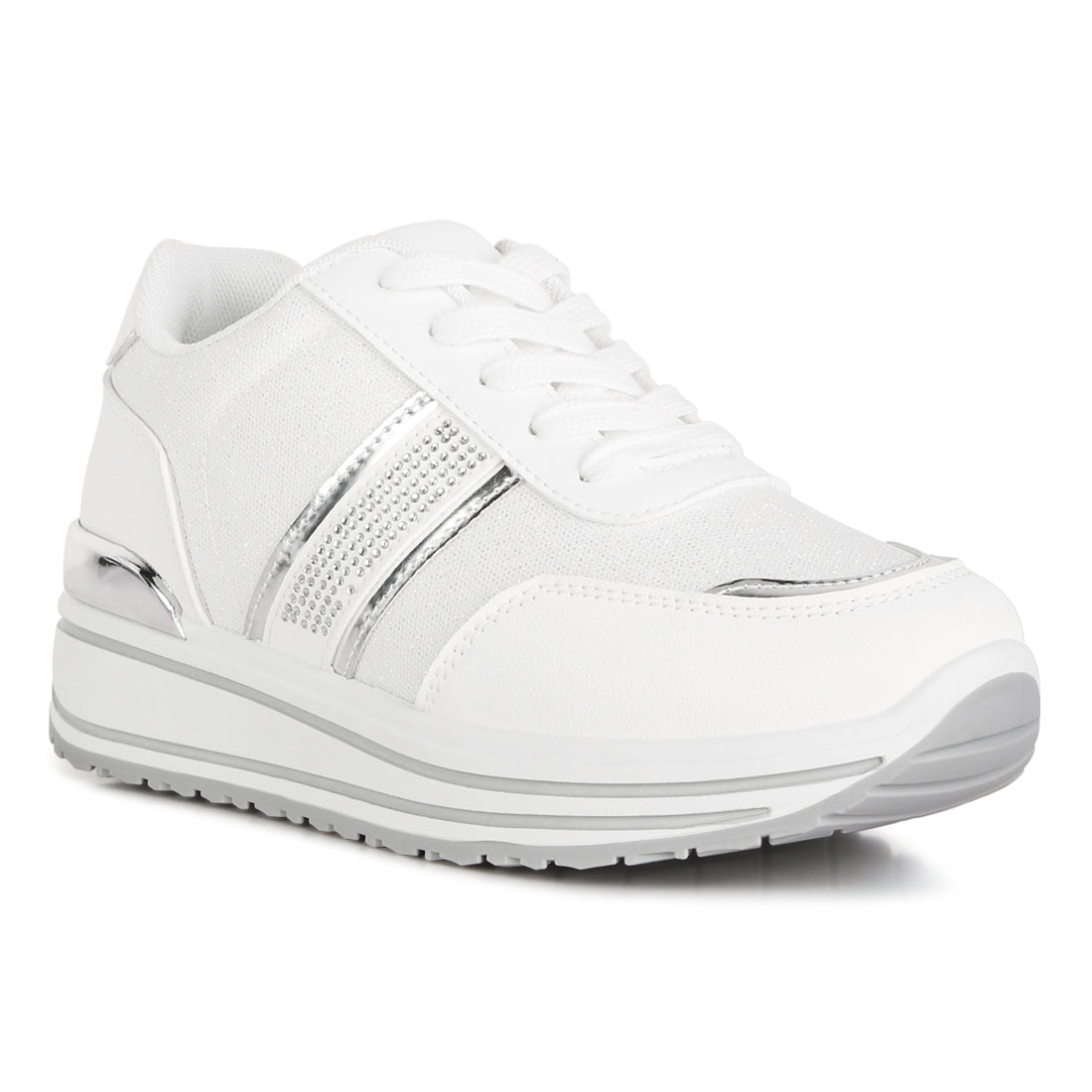 metallic panel platform sneakers#color_white
