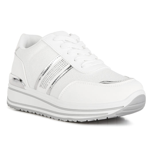 metallic panel platform sneakers#color_white