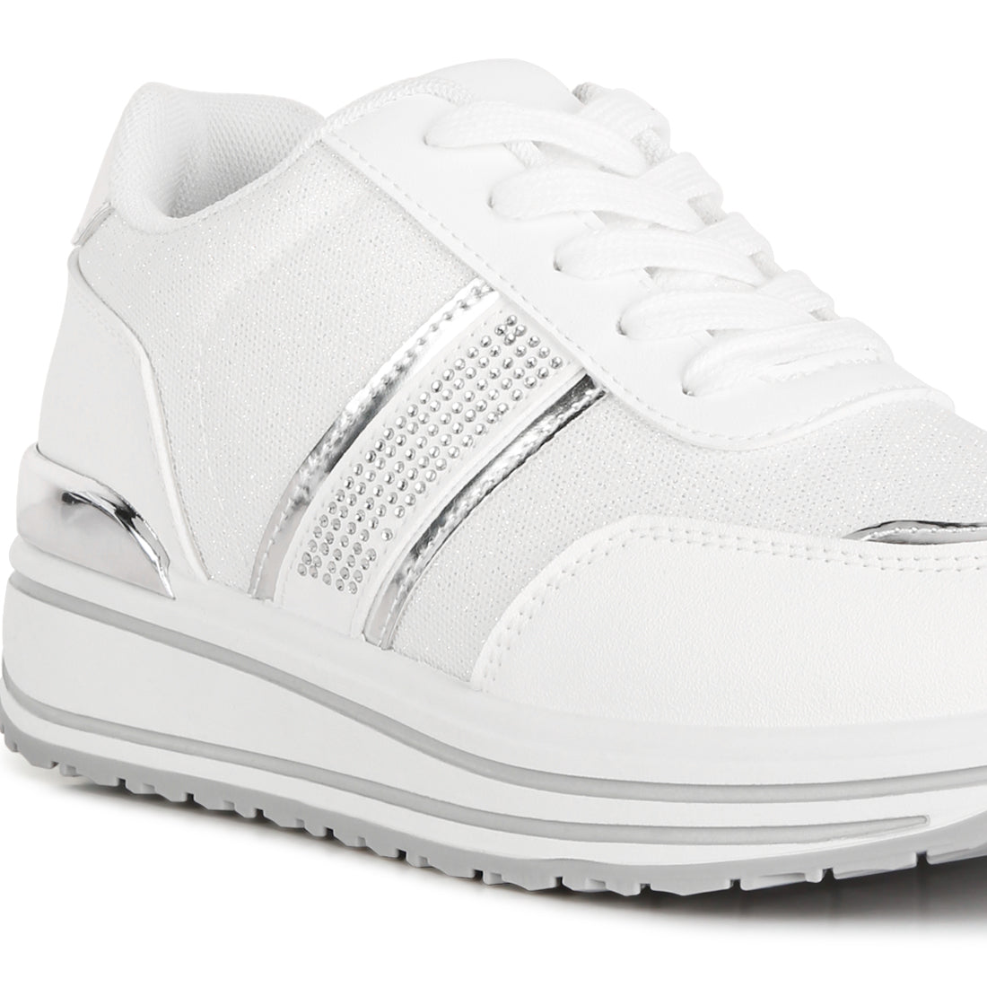 metallic panel platform sneakers#color_white
