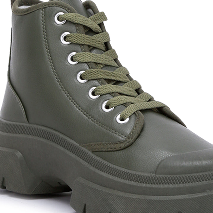 chunky lace up boots#color_olive-green
