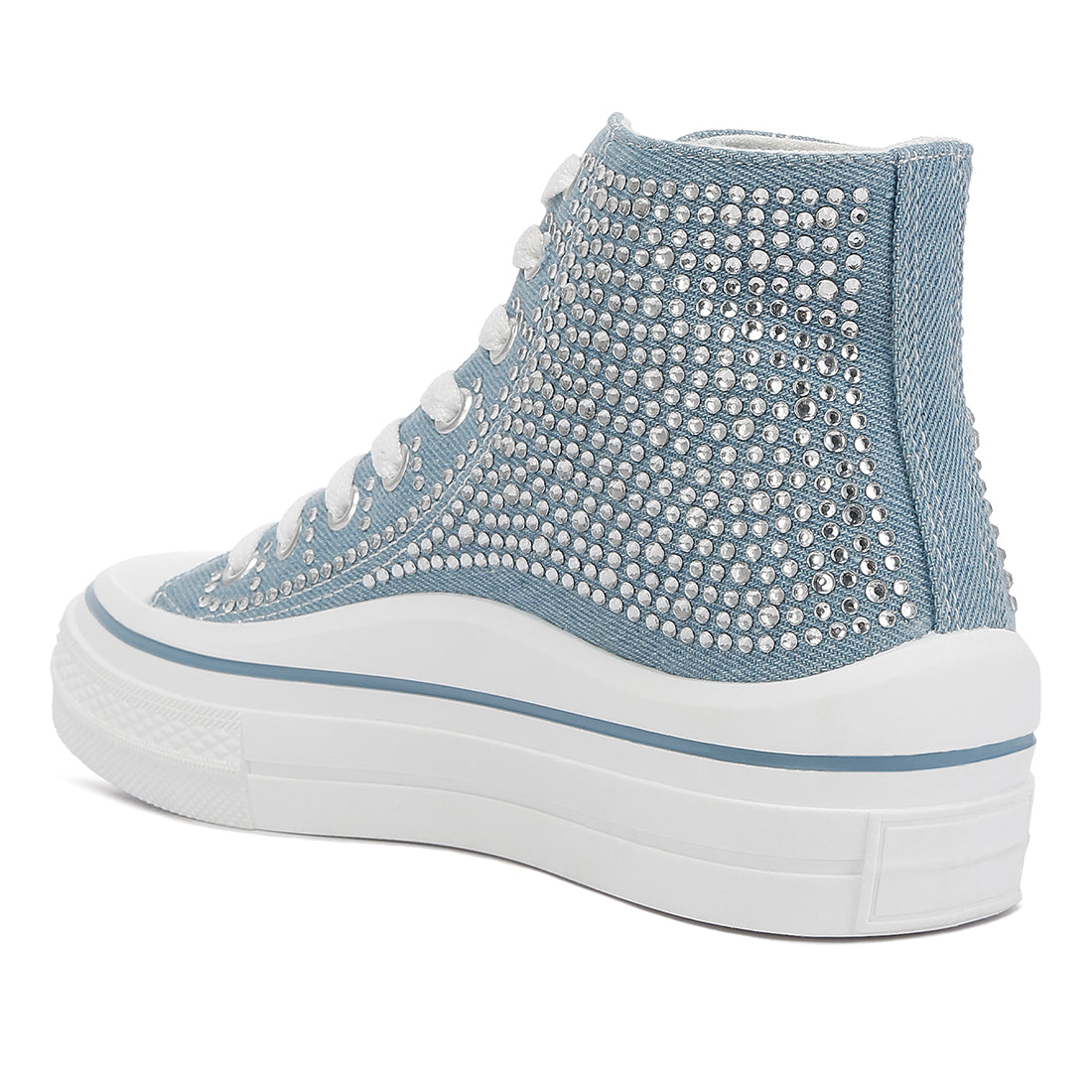 rhinestone embellished ankle length sneakers#color_blue