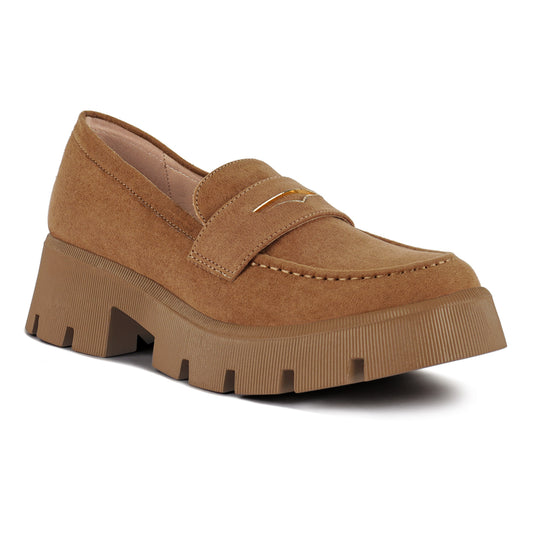 micro suede chunky loafers#color_tan