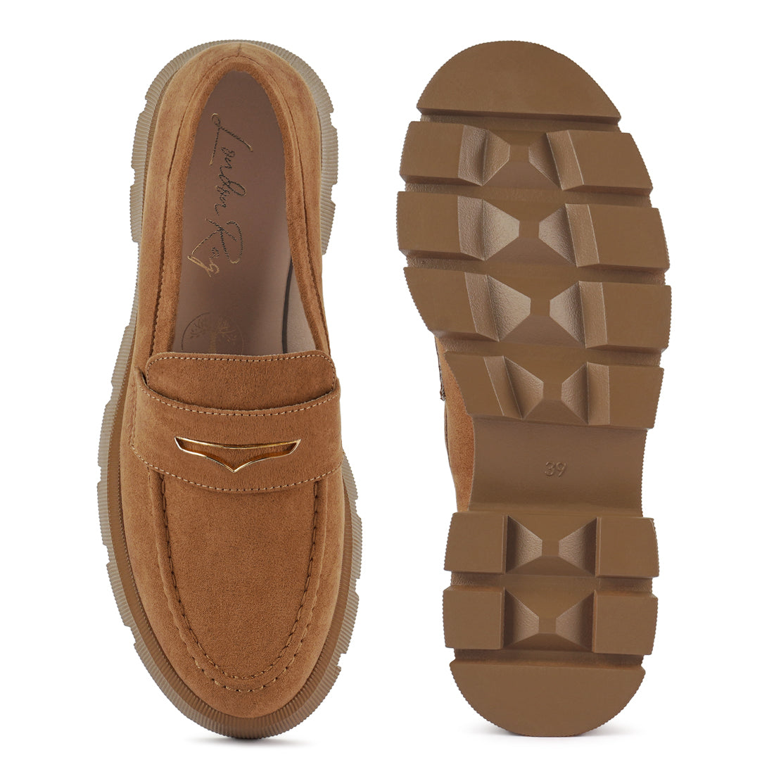 micro suede chunky loafers#color_tan