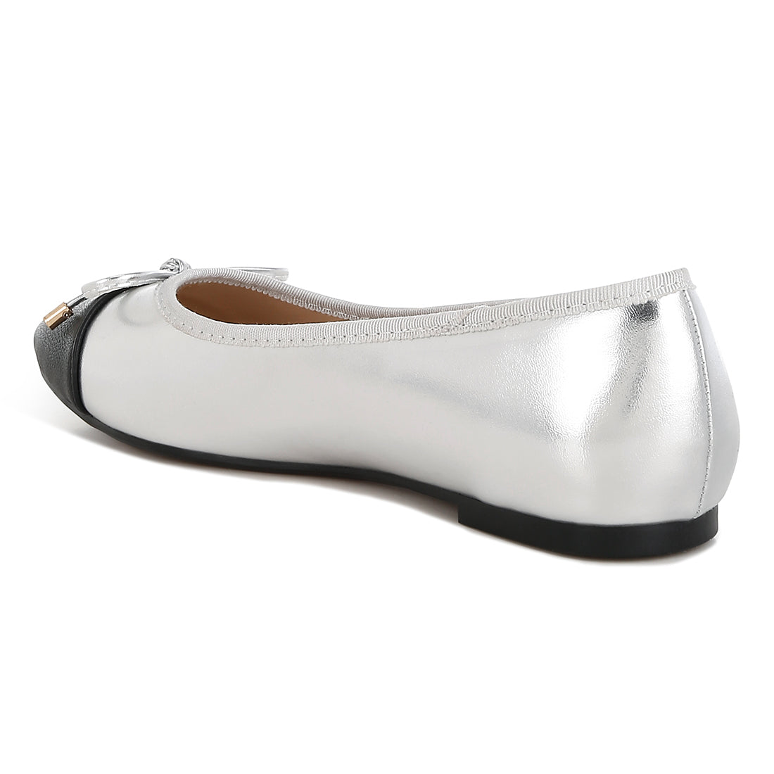 two tone ballet flats#color_silver