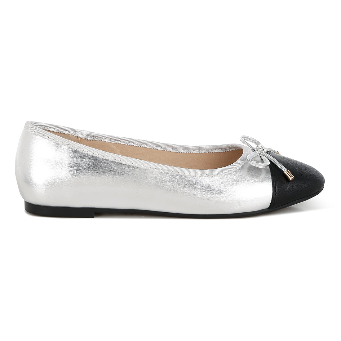 two tone ballet flats#color_silver