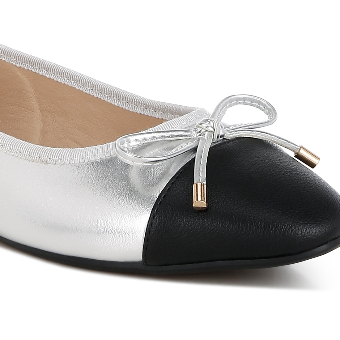 two tone ballet flats#color_silver
