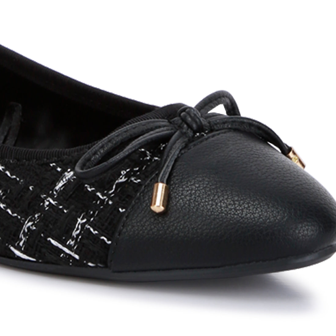 Plaid Tweed Ballet Flats#color_black