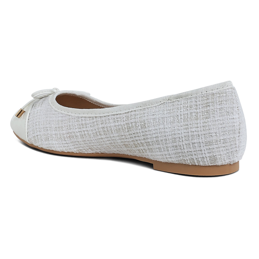 Plaid Tweed Ballet Flats#color_white