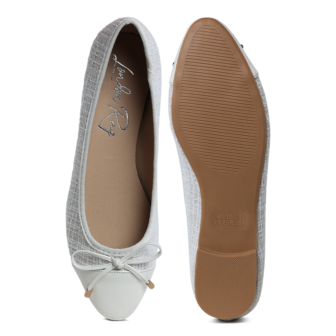 Plaid Tweed Ballet Flats#color_white