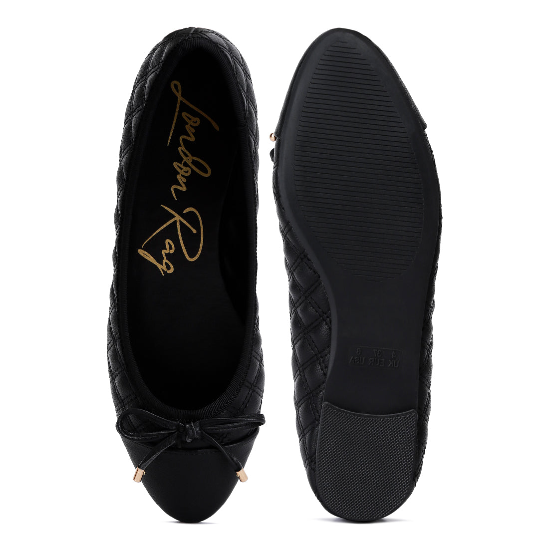 Quilted Faux Leather Ballerinas