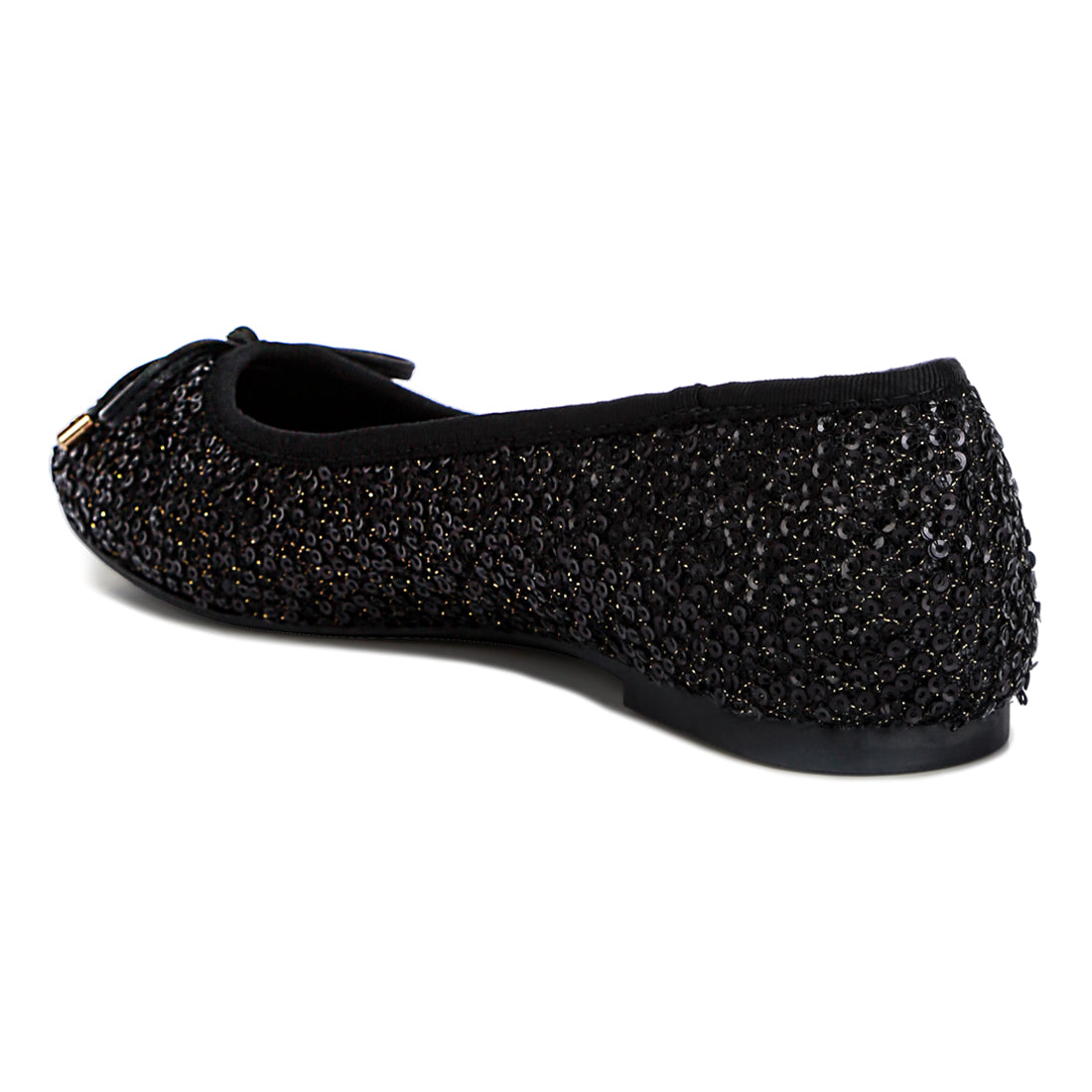 Sequin Embellished Ballet Flats In Black