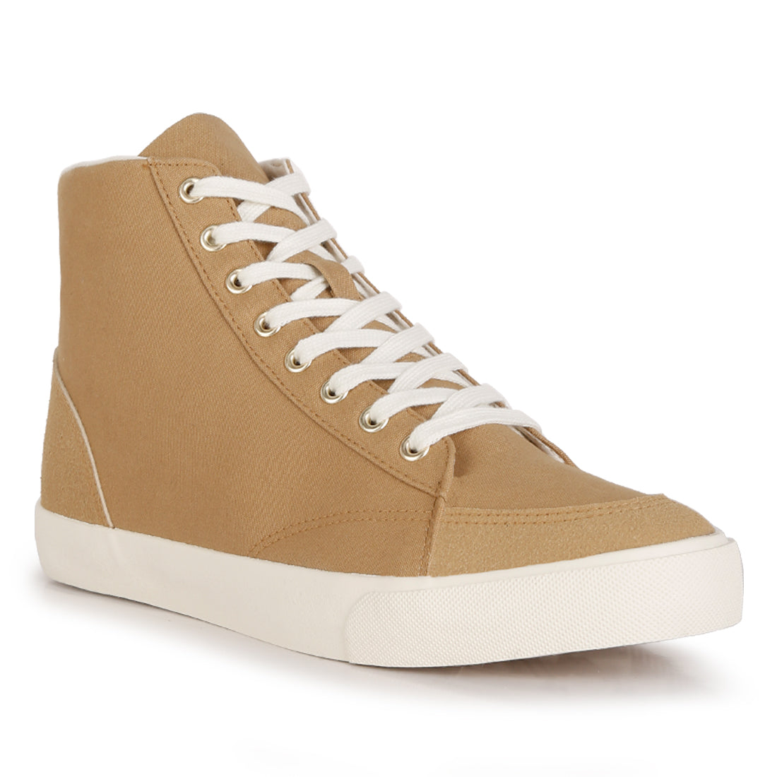 ankle length solid sneakers#color_beige