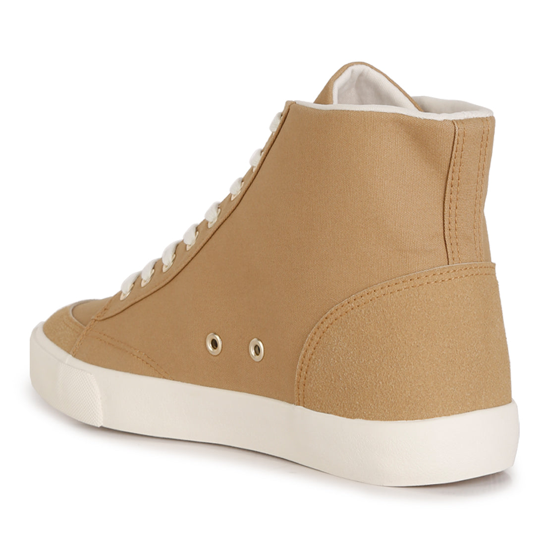 ankle length solid sneakers#color_beige