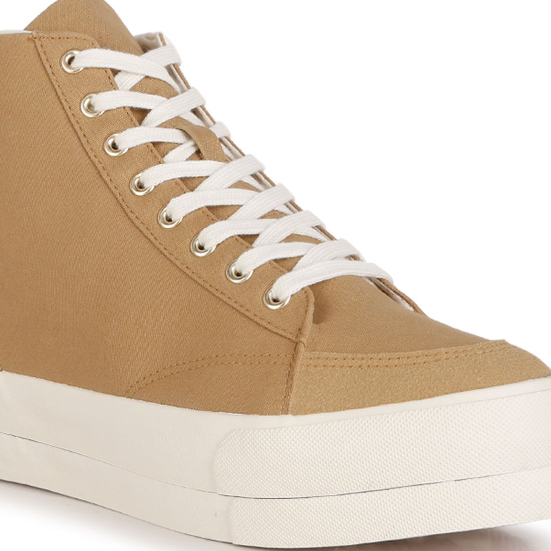 ankle length solid sneakers#color_beige