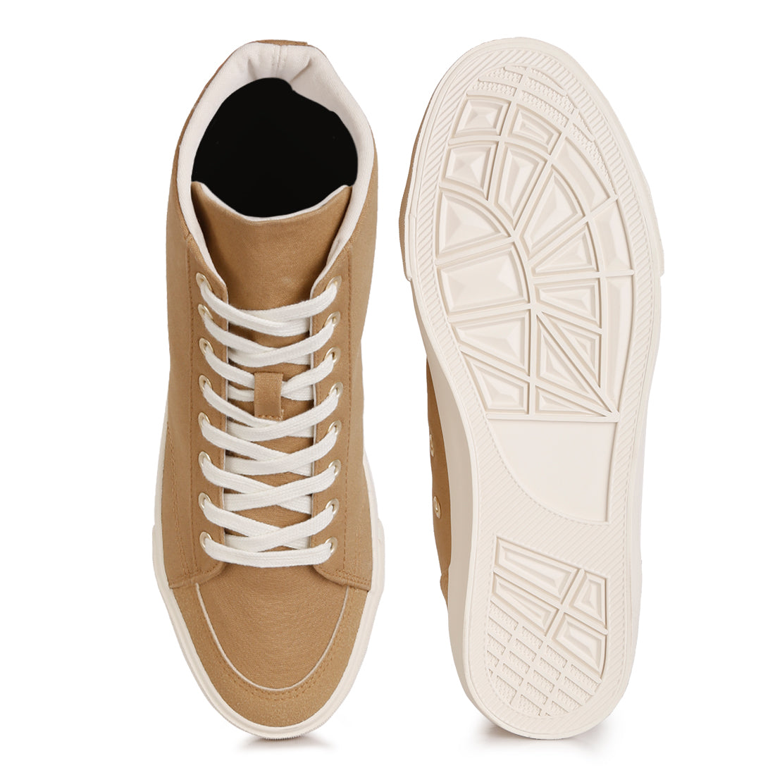 ankle length solid sneakers#color_beige