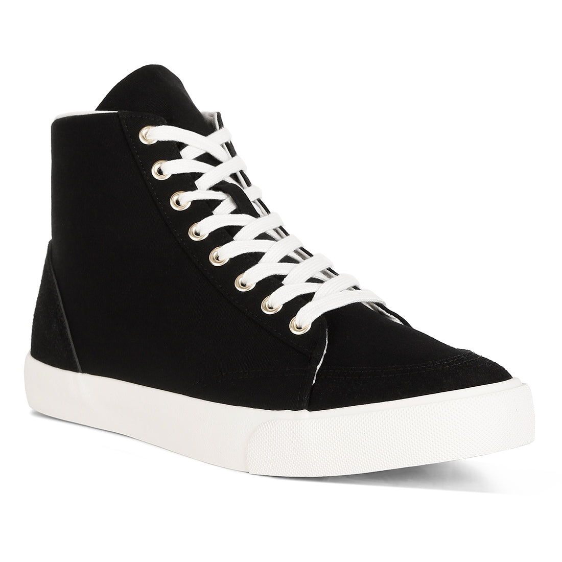 ankle length solid sneakers#color_black