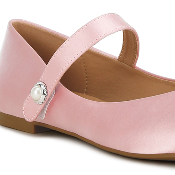 patent toe cap satin mary jane ballerina#color_pink