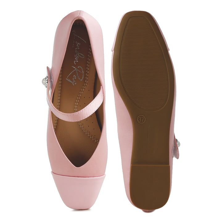 patent toe cap satin mary jane ballerina#color_pink