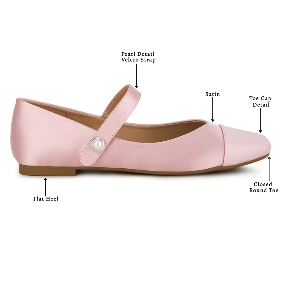 patent toe cap satin mary jane ballerina#color_pink