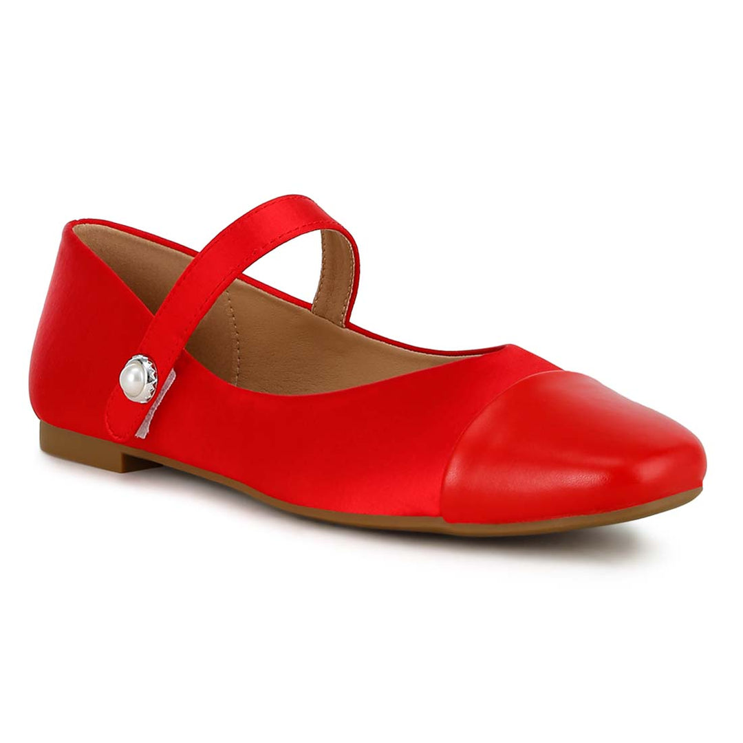 patent toe cap satin mary jane ballerina#color_red