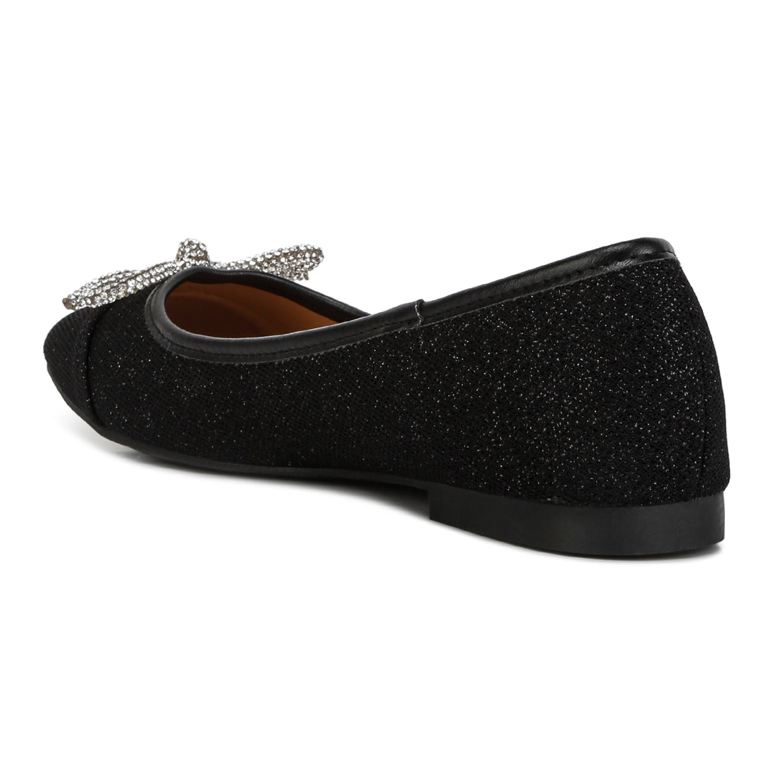 women rhinestone embellished ballerinas#color_black
