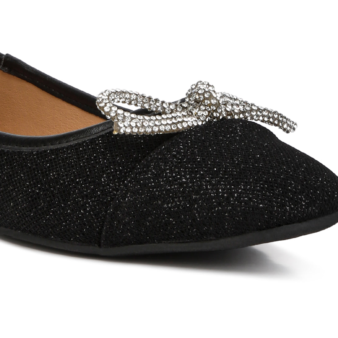 women rhinestone embellished ballerinas#color_black