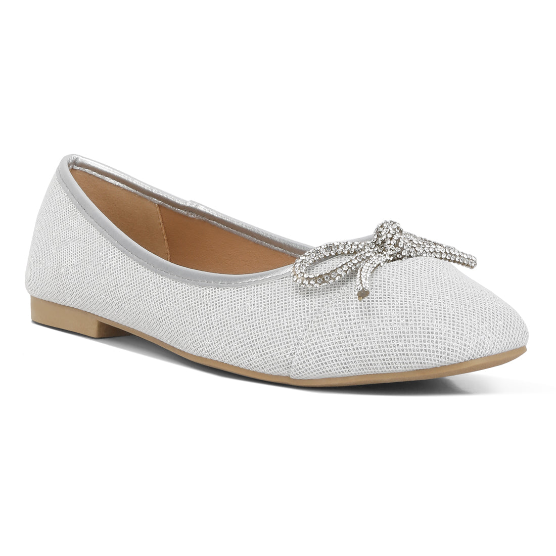 women rhinestone embellished ballerinas#color_silver