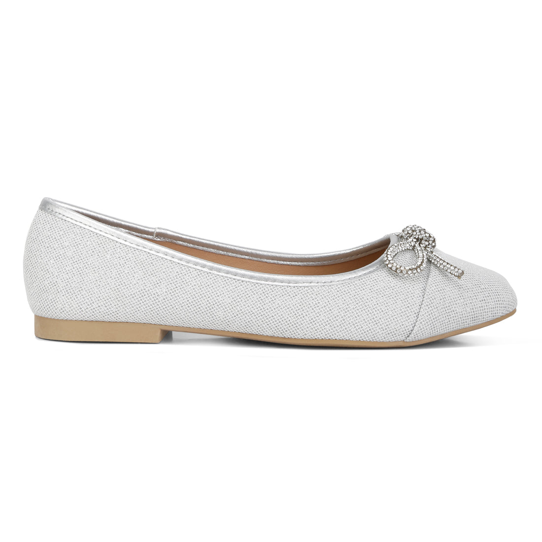 women rhinestone embellished ballerinas#color_silver