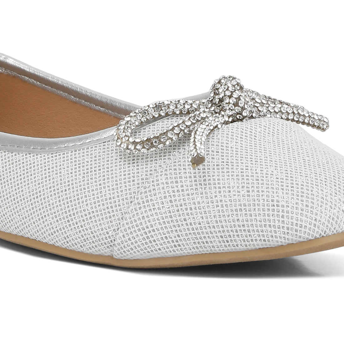 women rhinestone embellished ballerinas#color_silver
