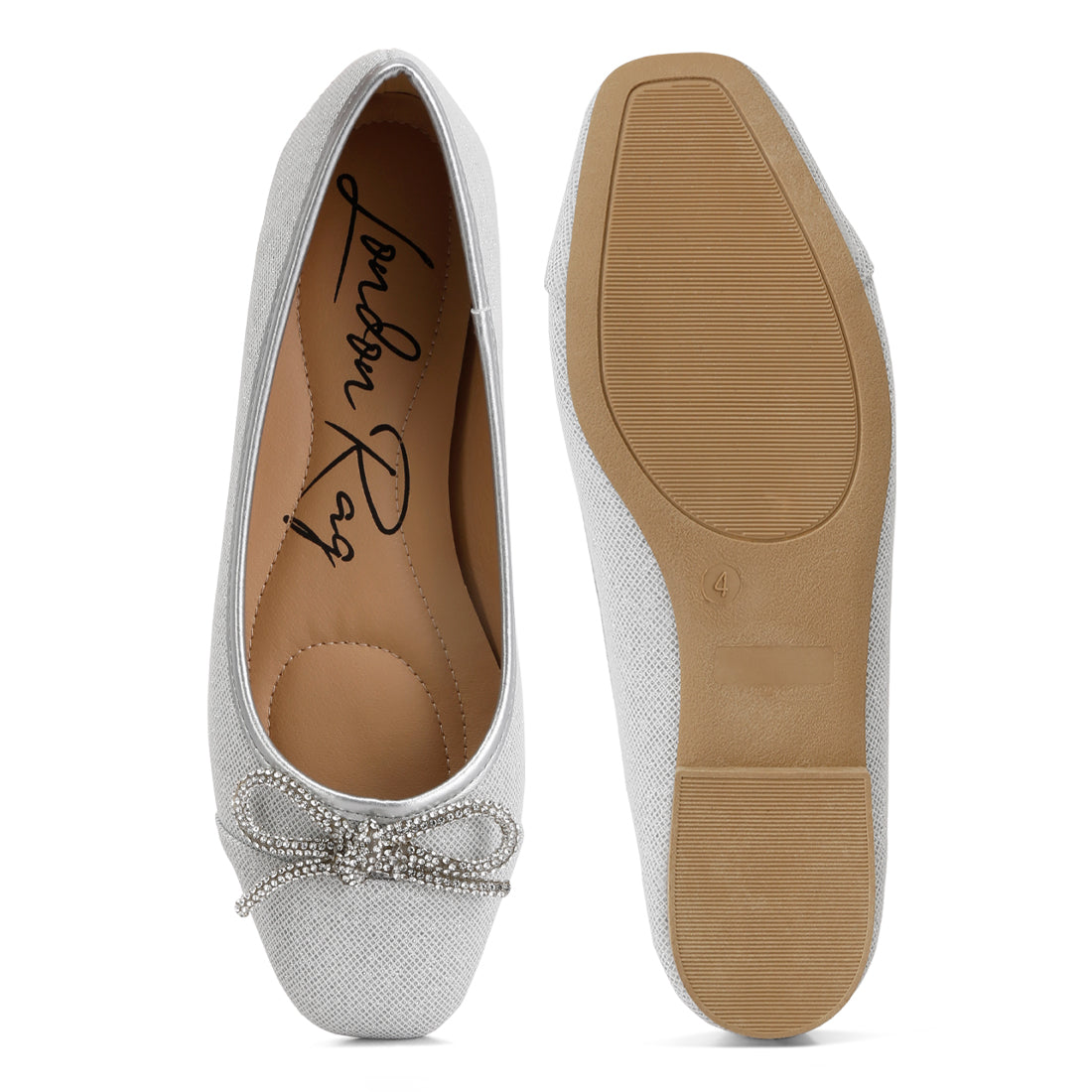 women rhinestone embellished ballerinas#color_silver