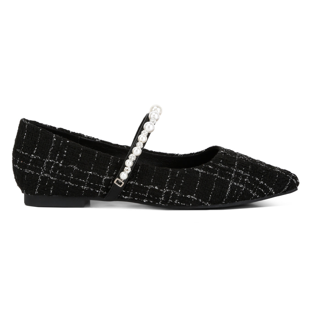 mowie tweed mary jane ballet flats#color_black