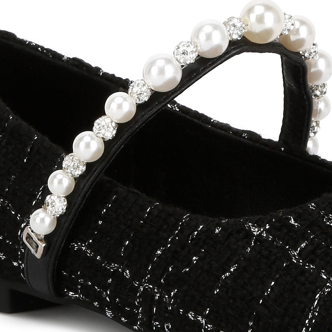 mowie tweed mary jane ballet flats#color_black