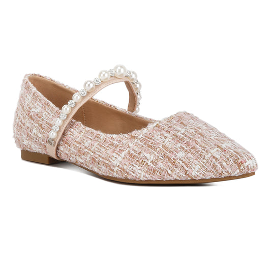 mowie tweed mary jane ballet flats#color_blush