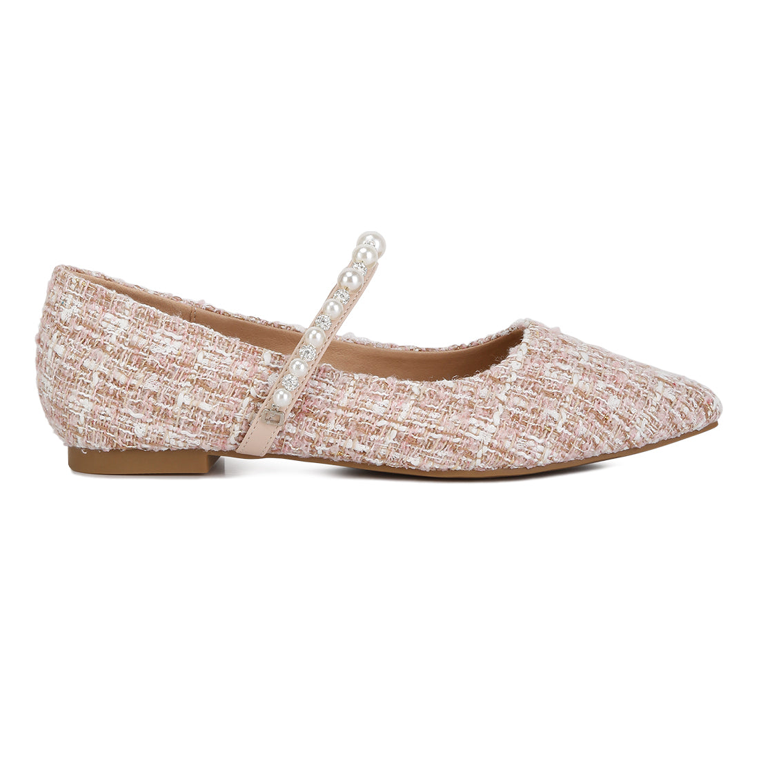 mowie tweed mary jane ballet flats#color_blush