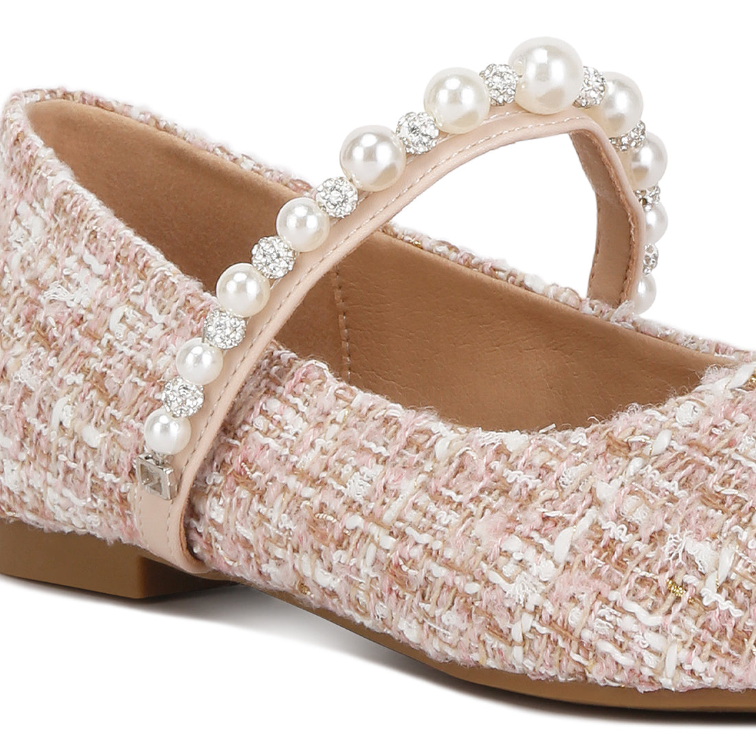 mowie tweed mary jane ballet flats#color_blush