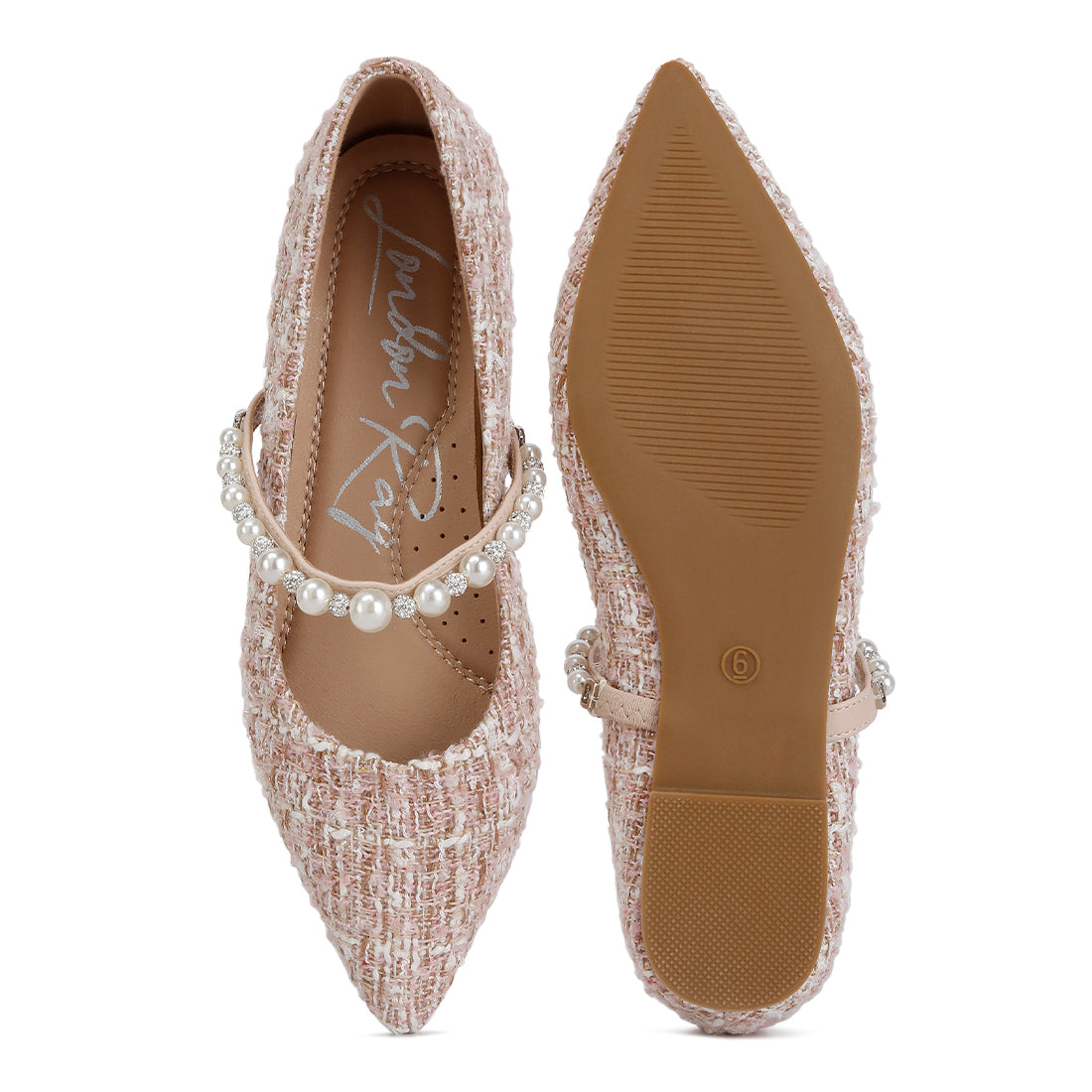 mowie tweed mary jane ballet flats#color_blush