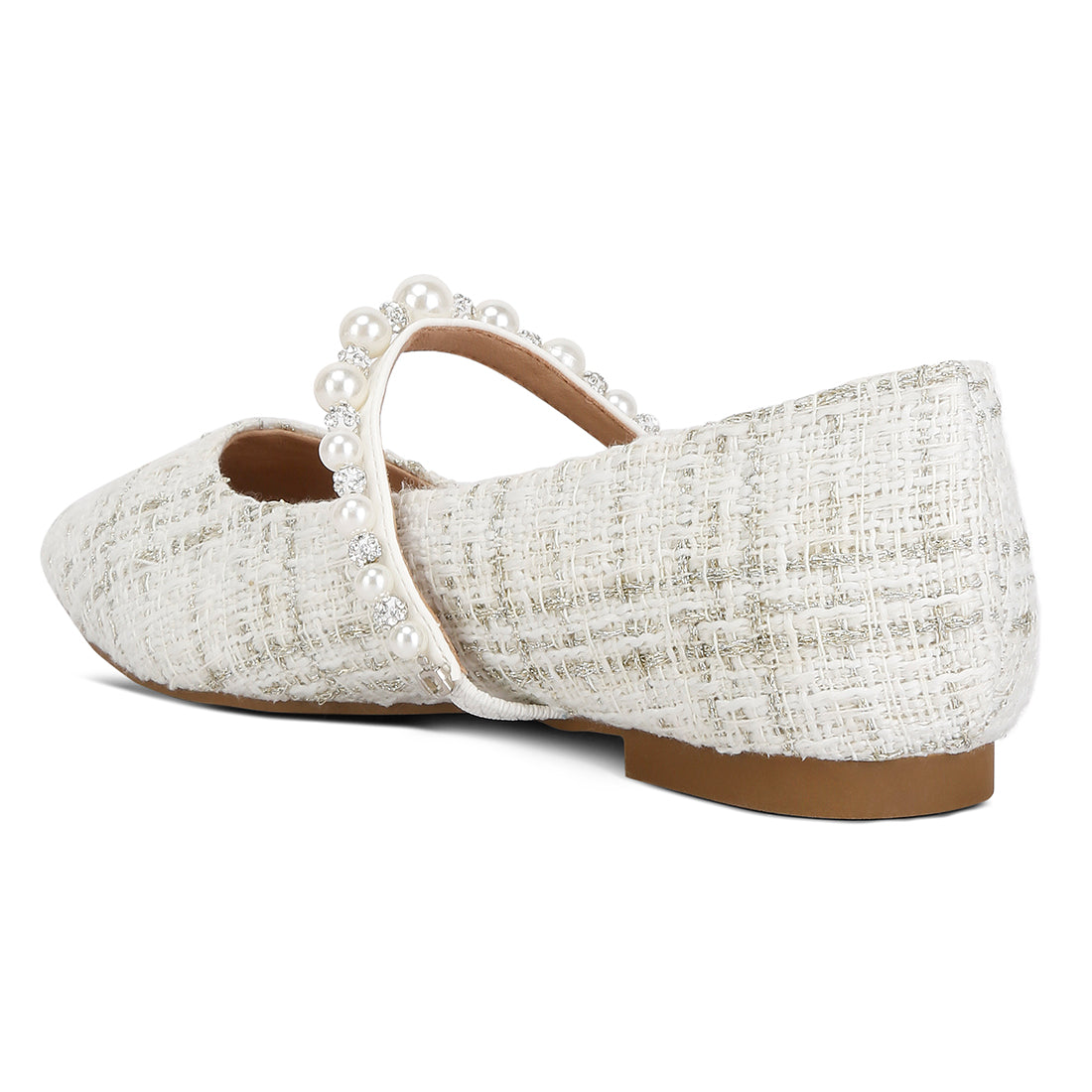 mowie tweed mary jane ballet flats#color_white