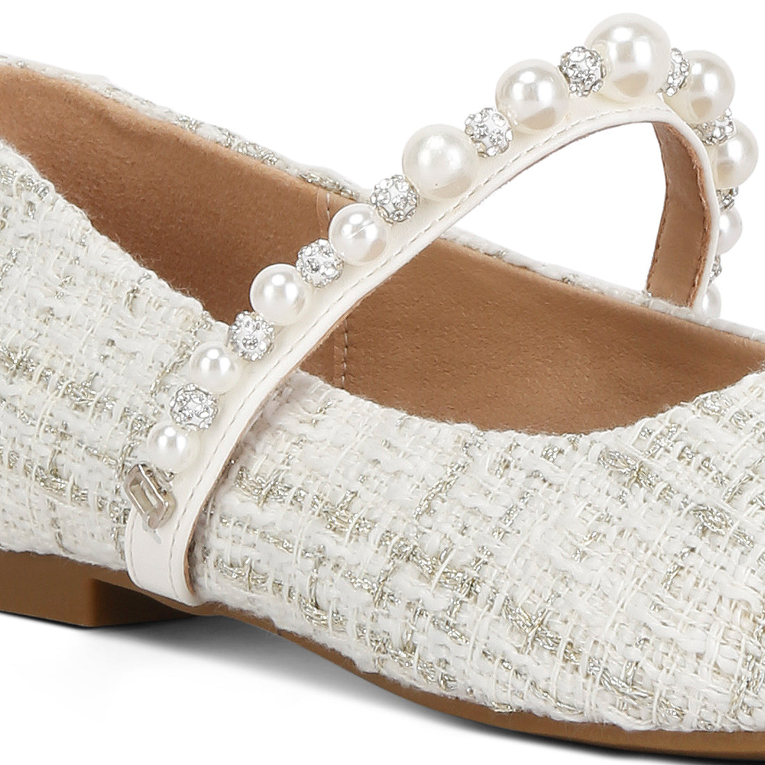 mowie tweed mary jane ballet flats#color_white