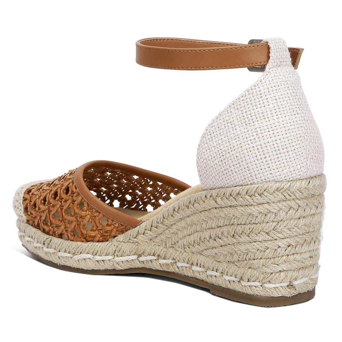 pin buckle wedge heel espadrilles#color_tan