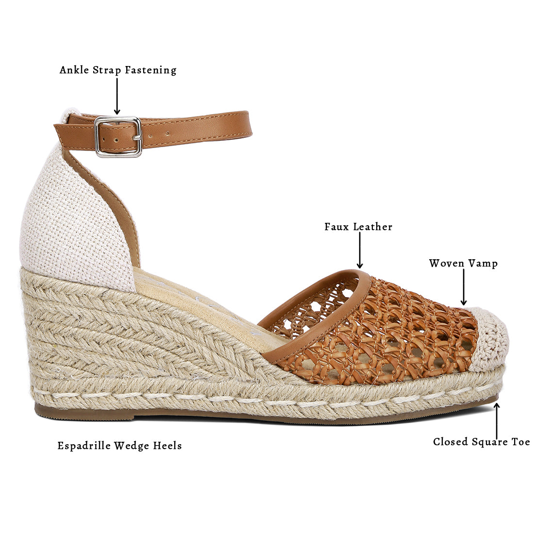 pin buckle wedge heel espadrilles#color_tan