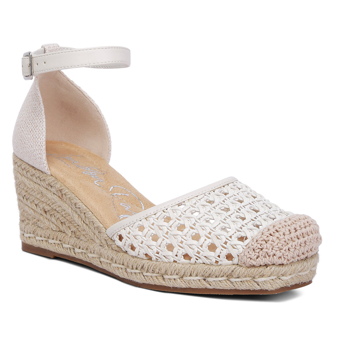 pin buckle wedge heel espadrilles#color_white