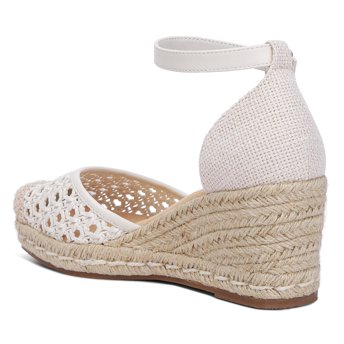 pin buckle wedge heel espadrilles#color_white