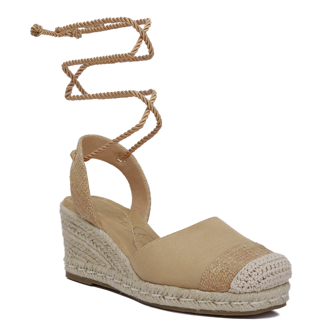 lace up crochet espadrilles#color_tan